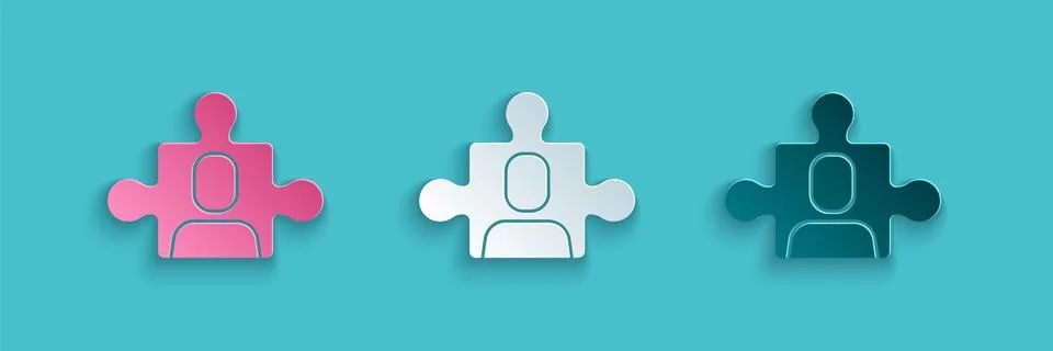 Paper cut Project team base icon isolated on blue background. Business analysis イラスト素材