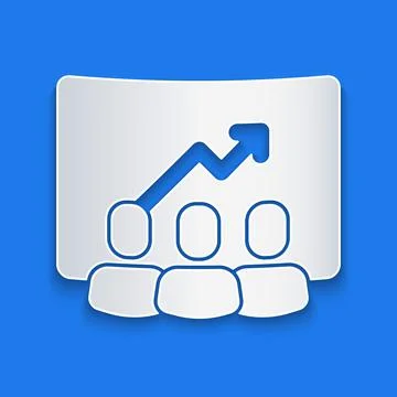 Paper cut Project team base icon isolated on blue background. Business analysis イラスト素材