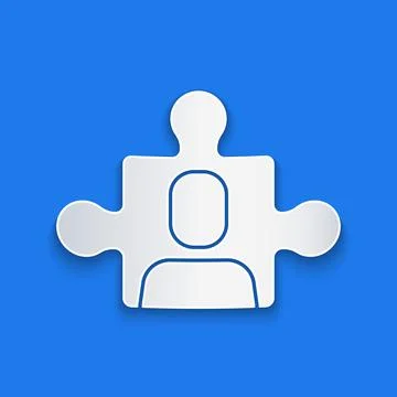 Paper cut Project team base icon isolated on blue background. Business analysis Stockillustratie