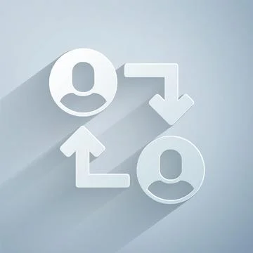 Paper cut Project team base icon isolated on grey background. Business analysis イラスト素材