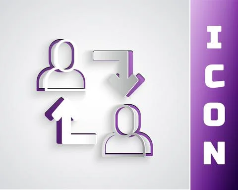 Paper cut Project team base icon isolated on grey background. Business analysis Stock Illustration