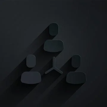 Paper cut Project team base icon isolated on black background. Business analysis Illustrazione stock