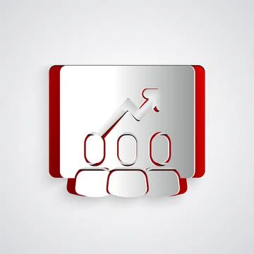 Paper cut Project team base icon isolated on grey background. Business analysis Illustrazione stock