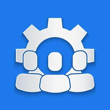 Paper cut Project team base icon isolated on blue background. Business analysis Stock Illustration
