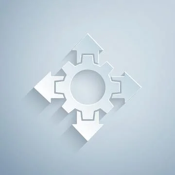 Paper cut Project team base icon isolated on grey background. Business analysis Illustrazione stock
