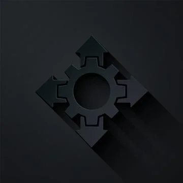 Paper cut Project team base icon isolated on black background. Business analysis 스톡 일러스트