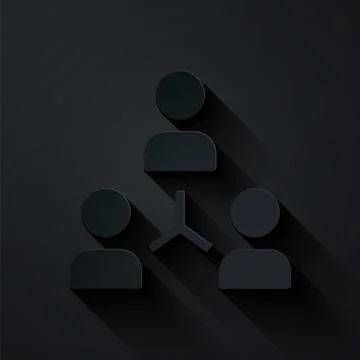 Paper cut Project team base icon isolated on black background. Business analysis Illustrazione stock
