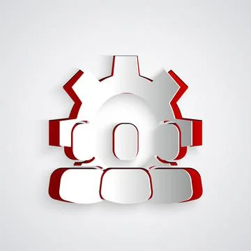 Paper cut Project team base icon isolated on grey background. Business analysis Stock Illustration