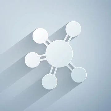 Paper cut Project team base icon isolated on grey background. Business analysis 스톡 일러스트