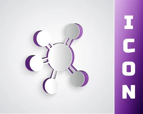 Paper cut Project team base icon isolated on grey background. Business analysis 스톡 일러스트