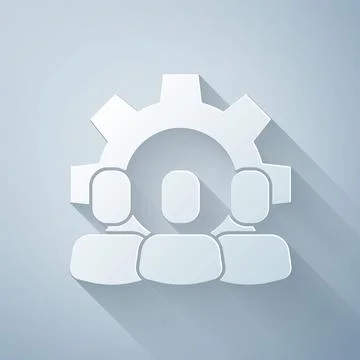 Paper cut Project team base icon isolated on grey background. Business analysis Stockillustratie