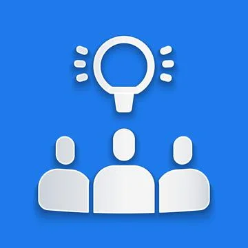 Paper cut Project team base icon isolated on blue background. Business analysis 스톡 일러스트