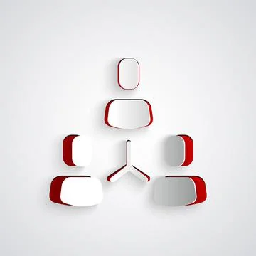 Paper cut Project team base icon isolated on grey background. Business analysis Stock Illustration