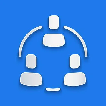 Paper cut Project team base icon isolated on blue background. Business analysis Illustrazione stock