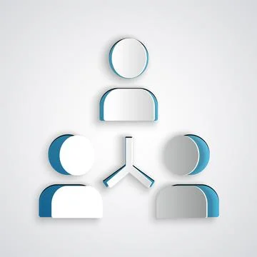 Paper cut Project team base icon isolated on grey background. Business analysis Illustrazione stock