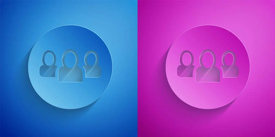 Paper cut Project team base icon isolated on blue and purple background Stock Illustration