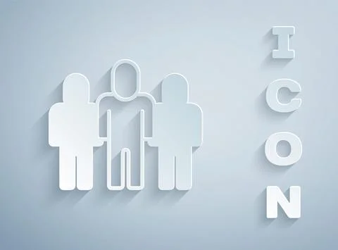 Paper cut Project team base icon isolated on grey background. Business analysis イラスト素材
