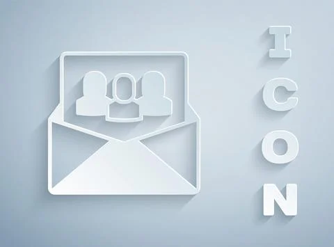 Paper cut Project team base icon isolated on grey background. Business analysis 스톡 일러스트