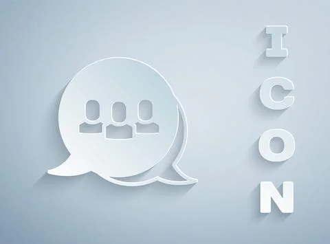 Paper cut Project team base icon isolated on grey background. Business analysis Stockillustratie