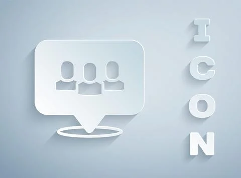 Paper cut Project team base icon isolated on grey background. Business analysis 스톡 일러스트