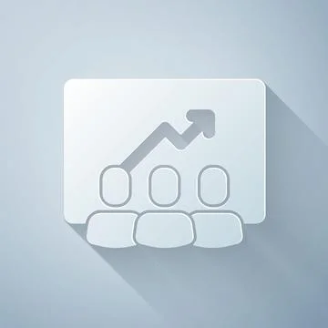 Paper cut Project team base icon isolated on grey background. Business analys Stockillustratie