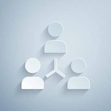 Paper cut Project team base icon isolated on grey background. Business analysis Stock Illustration