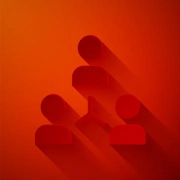 Paper cut Project team base icon isolated on red background. Business analysi Illustrazione stock