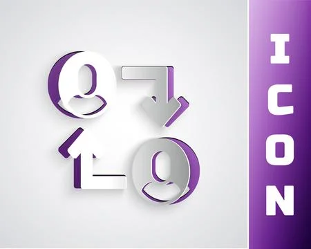 Paper cut Project team base icon isolated on grey background. Business analys Illustrazione stock