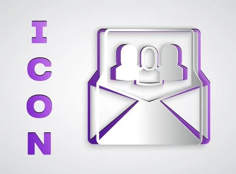 Paper cut Project team base icon isolated on grey background. Business anal.. Stock Illustration