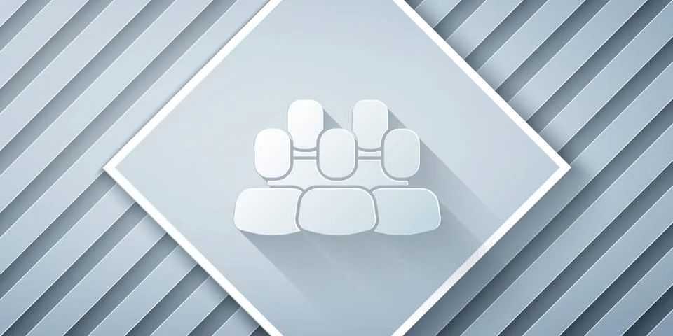 Paper cut Project team base icon isolated on grey background. Business analys 스톡 일러스트