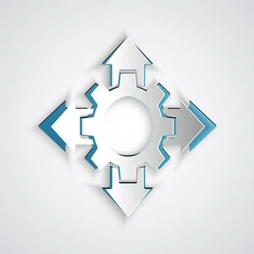 Paper cut Project team base icon isolated on grey background. Business analys 스톡 일러스트