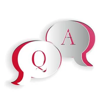 Paper cut Question and Answer mark in speech bubble icon isolated on white Illustrazione stock