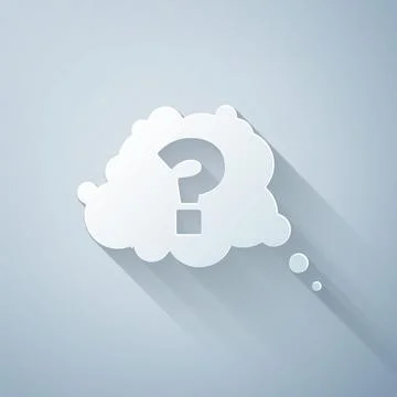 Paper cut Question mark icon isolated on grey background. FAQ sign. Copy files Stock Illustration