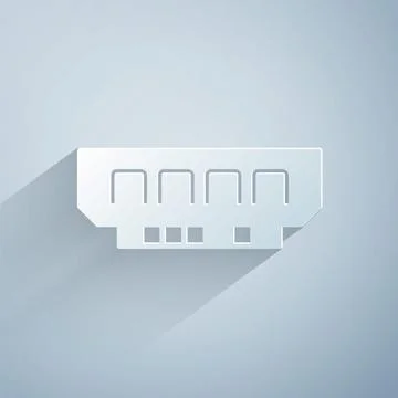 Paper cut RAM, random access memory icon isolated on grey background. Paper art Stock-Illustration