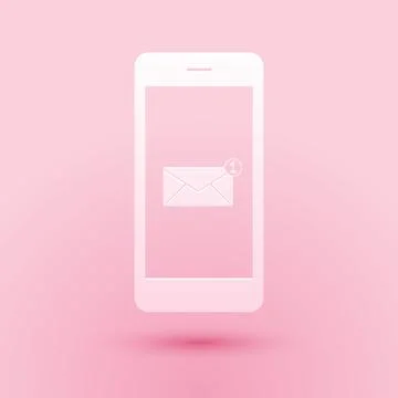 Paper cut Received message concept. New email notification on the smartphone Stock Illustration