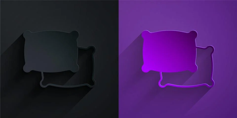 Paper cut Rectangular pillow icon isolated on black on purple background Stock Illustration