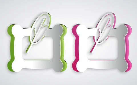 Paper cut Rectangular pillow icon isolated on grey background. Cushion sign Stock Illustration