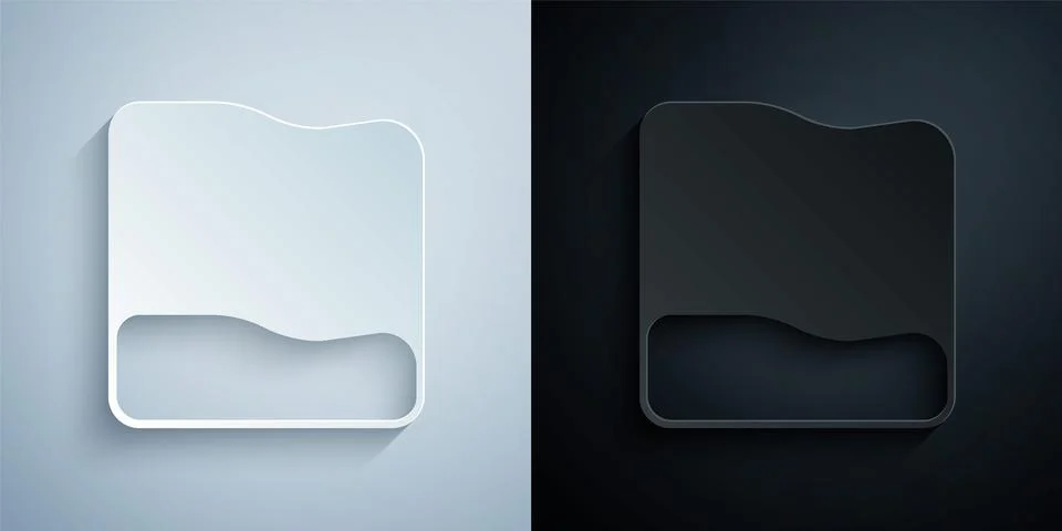 Paper cut Rectangular pillow icon isolated on grey and black background. Cush Illustrazione stock