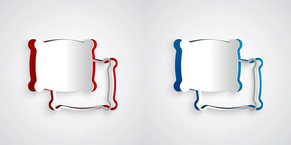 Paper cut Rectangular pillow icon isolated on grey background. Cushion sign.. 库存插图