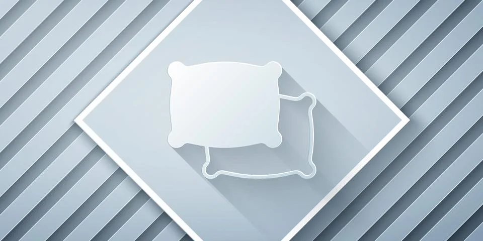 Paper cut Rectangular pillow icon isolated on grey background. Cushion sign.  Stock Illustration