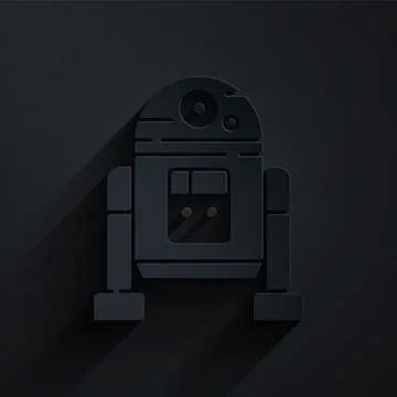 Paper cut Robot icon isolated on black background. Paper art style. Vector Stock Illustration