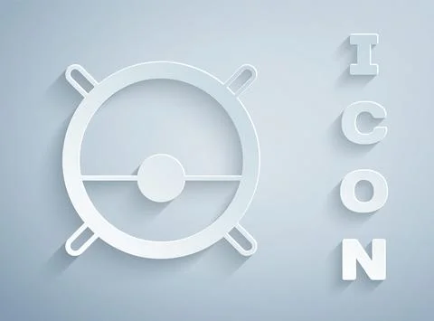 Paper cut Robot vacuum cleaner icon isolated on grey background. Home smart Stock Illustration