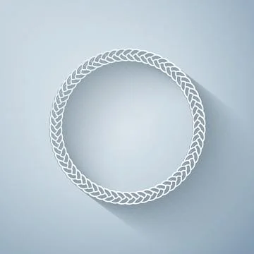 Paper cut Rope frame icon isolated on grey background. Frames from nautical rope Illustrazione stock
