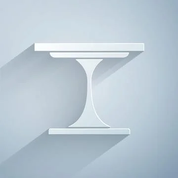 Paper cut Round table icon isolated on grey background. Paper art style. Vector Stock Illustration