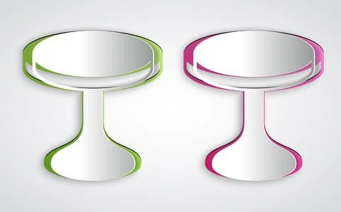 Paper cut Round table icon isolated on grey background. Paper art style. Vector Illustrazione stock