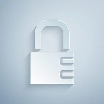 Paper cut Safe combination lock icon isolated on grey background. Combination イラスト素材