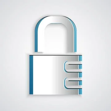 Paper cut Safe combination lock icon isolated on grey background. Combination イラスト素材