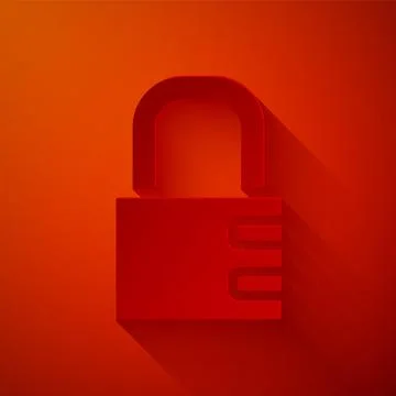 Paper cut Safe combination lock icon isolated on red background. Combination イラスト素材