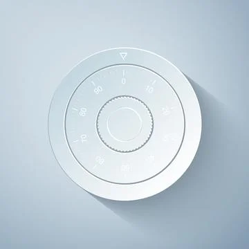 Paper cut Safe combination lock wheel icon isolated on grey background Stock Illustration