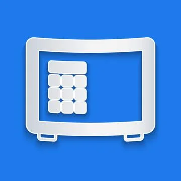 Paper cut Safe icon isolated on blue background. The door safe a bank vault with イラスト素材